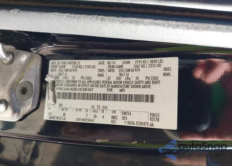 2014 Ford Escape Titanium из США, поврежденный, VIN 1FMCU9J92EUE58167